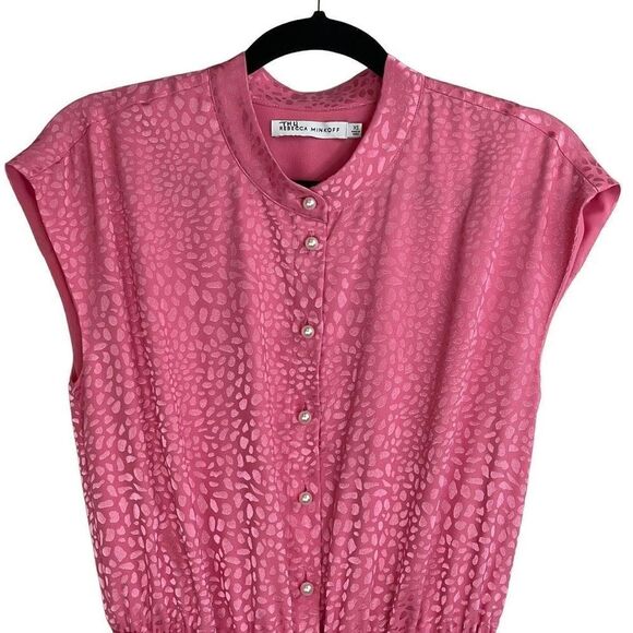 Rebecca Minkoff Punch Pink Ollie Leopard Tiered Dress Size XS - Picture 4 of 9